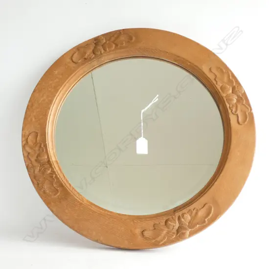CIRCULAR WOODEN MIRROR WITH CARVING 510mm dia