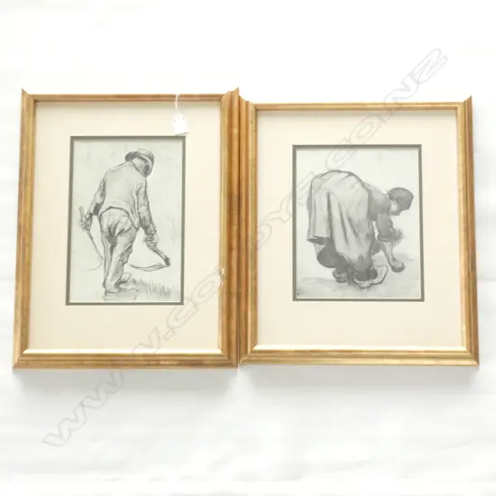 PR VAN GOGH PRINTS - 'WOMAN CLEANING' & PEASANT REAPING CORN  200 X 300MM