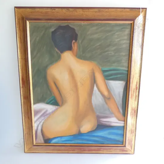 RONALD JORGENSEN (WORKING 1960s-1980s) ACRYLIC, SIGNED, FEMALE NUDE PORTRAIT. 500 x 650mm. 
