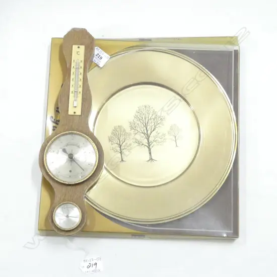 SKS TREE ENGRAVED COPPER PLATED (DIA 290MM) (BOXED) & BAROMETER (110 X 340MM)