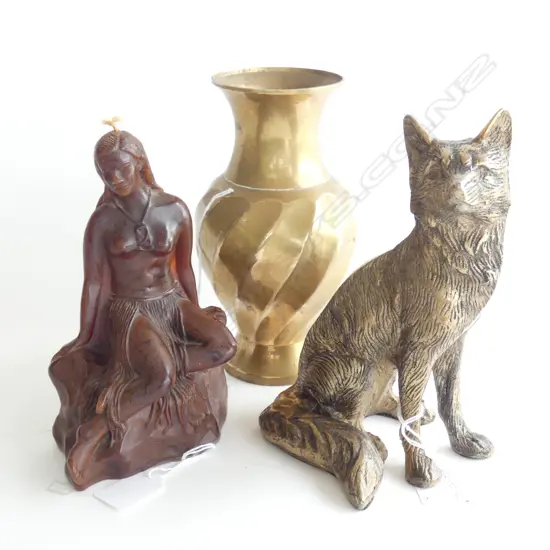 BRASS FOX & VASE + PANIA CANDLE H.180mm