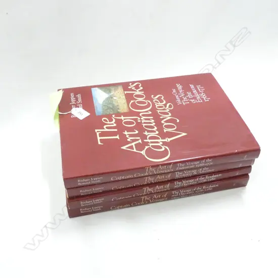 4 LG ILLUSTRATED BOOKS 'THE ART OF CAPTAIN COOKS VOYAGES; VOLUMES 1,2 & 3 (3 HAS 2 VOLUMES - TEXT & CATALOGUE