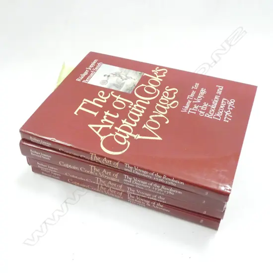 4 LG ILLUSTRATED BOOKS 'THE ART OF CAPTAIN COOKS VOYAGES; VOLUMES 1,2 & 3 (3 HAS 2 VOLUMES - TEXT & CATALOGUE