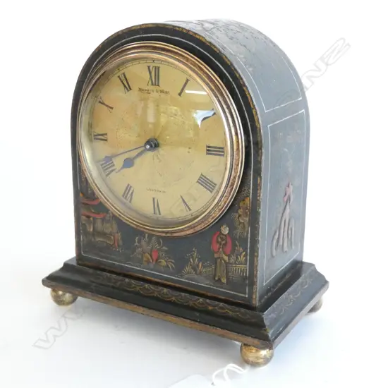 SMALL CHINOISERIE MAPPIN & WEBB CLOCK WORKING H.165mm...