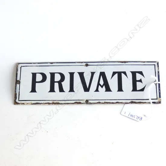 ENAMEL ON METAL SIGN 'PRIVATE' 205x65mm