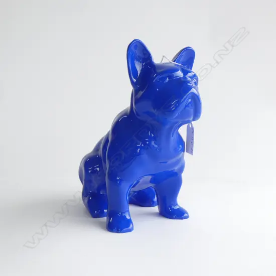 CONTEMPORARY RESIN BLUE FRENCH BULLDOG SCULPTURE H.200mm