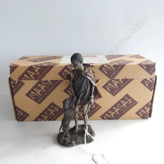 MAASAI AUTHENTIC SCULPTURE - JIBWA - FAITHFUL COMPANION H. 190MM - IN ORIGINAL BOX WITH CERTIFICATE
