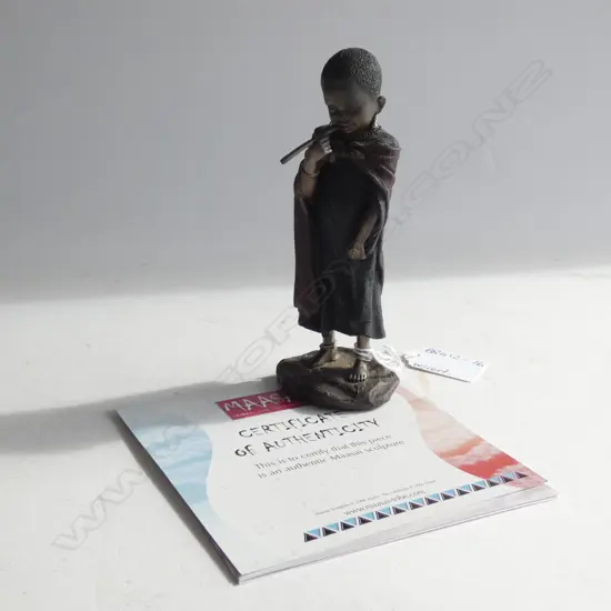 MAASAI AUTHENTIC SCULPTURE - KUMBUKO THOUGHTFUL ONE H. 135MM - INC. CERTIFICATE