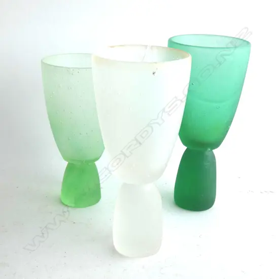 HOANNA STACHL 3 CAST GLASSES WITH ETCHED MARK TO BASE H.S 98 H 300 MM