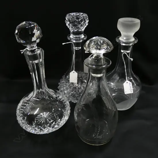 4 DECANTERS; 1 WEBB H.290mm