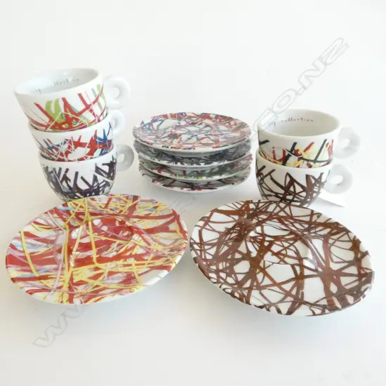 SET ILLY COLLECTION DEMITASSE 5 CUPS & 6 SUACERS..