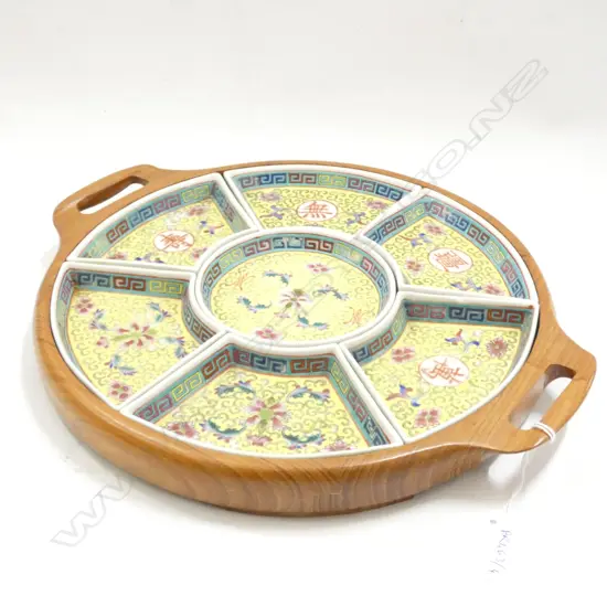 YELLOW FAMILLE ROSE 7 PART PLATTER 290mm dia
