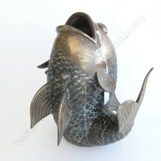LARGE BRASS KOI FISH VASE H.280mm