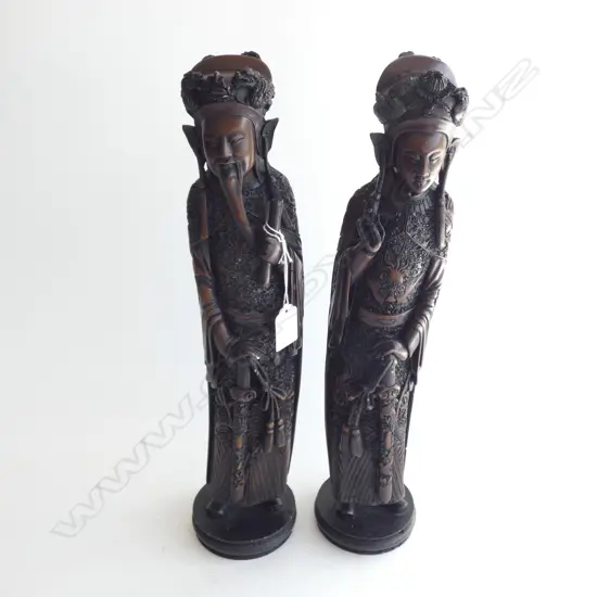 PR CHINESE DARK STAINED RESIN ANCESTOR FIGURES