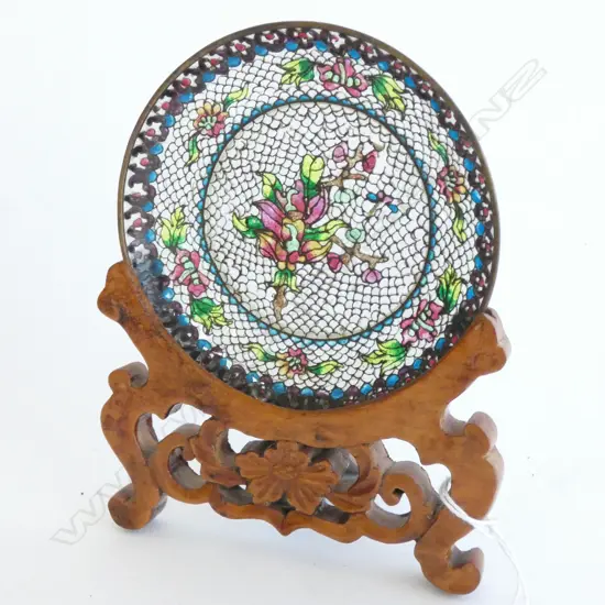 CLEAR CLOISONNE DISH ON STAND H.140mm