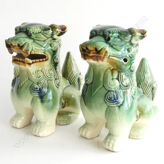 PR GREEN CERAMIC FOO DOGS H.215mm