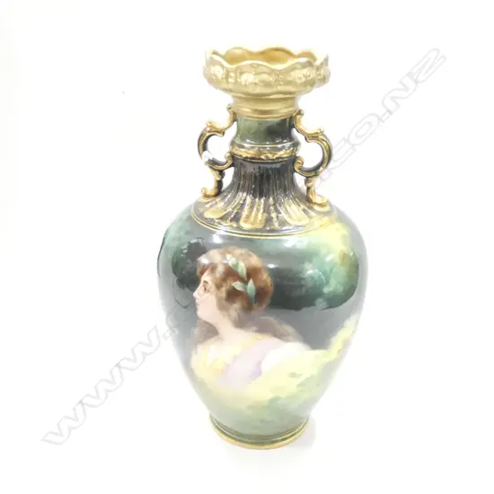 ROYAL BONN (GERMANY) ART NOUVEAU PORTRAIT VASE H. 290MM SIGNED C.STICHER