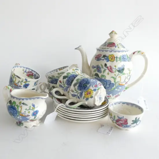 15PC MASONS REGENCY DEMITASSE COFFEE SET; COFFEE POT / 6 C&S / SUGAR BOWL & JUG