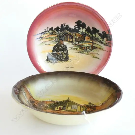 2 BOWLS; GRIMWADES 'MAORI WARE' THE CARVER AF & 'HOMELAND SERIES' 255mm dia