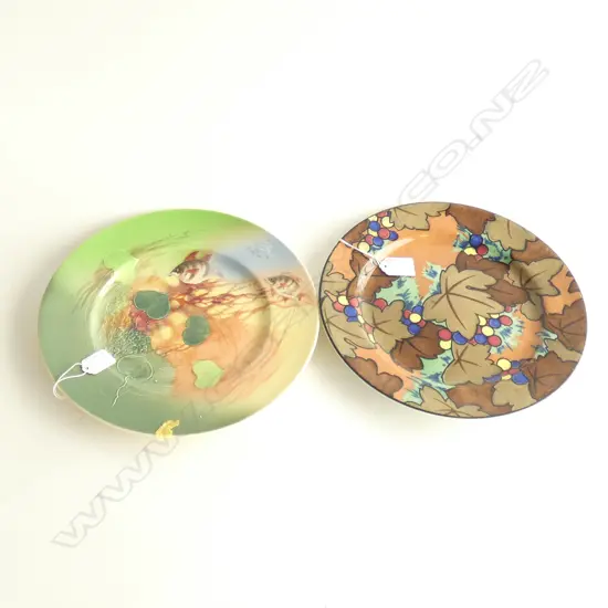 2 R/DOULTON PLATES; 'THE OLD WIFE' & BROWN LEAVES 270mm dia