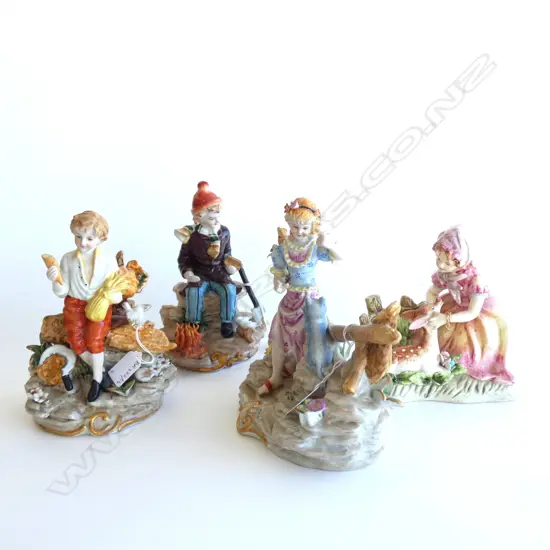 4 CHILDREN w. ANIMALS FIGURINES...