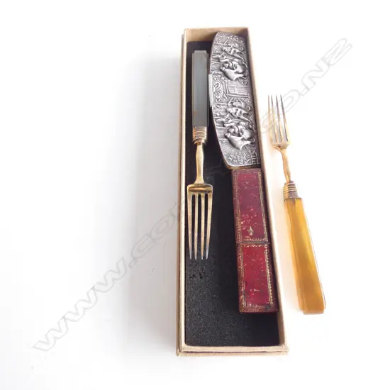 2 SILVER GILT FORKS AGATE HANDLES; STG SILVER & MOP POCKETKNIFE, DANISH SILVER PLATE COMB
