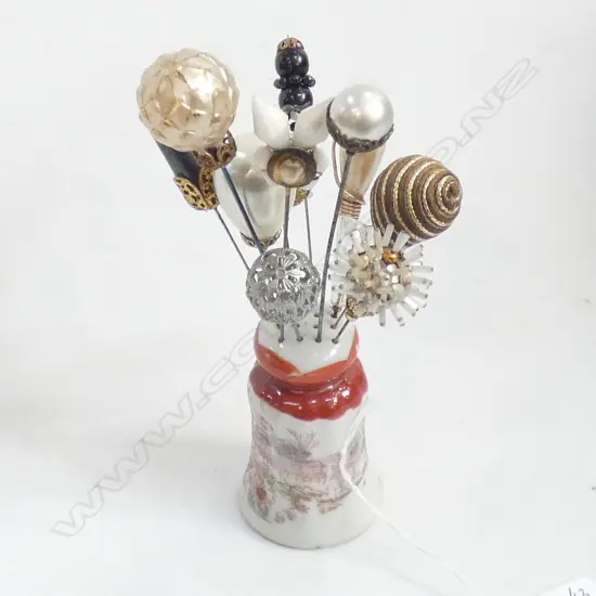 12 ART DECO PERIOD HAT PINS IN STAND