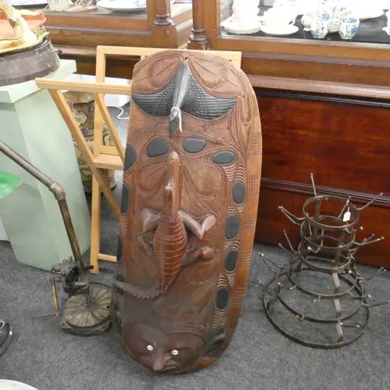 PNG LARGE CARVED WOODEN MASK L.1030mm