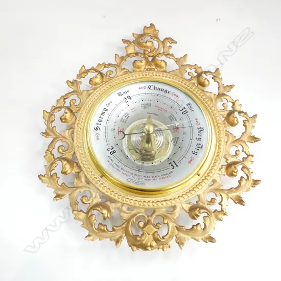ORNATE BAROMETER WITH GOLD METAL FRAME WORKING L. 360mm