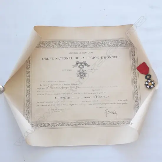 WW1 FRENCH LEGION OF HONOUR MEDAL + CITATION