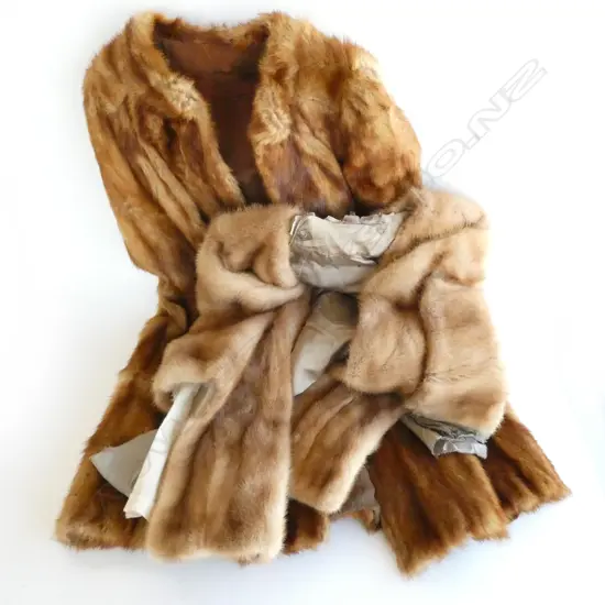 2 VINTAGE FUR CAPES. 1 OF LONG STYLE. LINING A.F