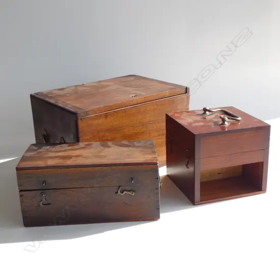 3 ANTIQUE WOODEN BOXES 