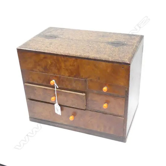 SMALL OLD JAPANESE TANSU CABINET ORANGE HANDLES