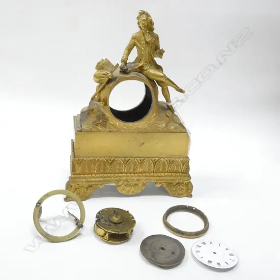 ANTIQUE FRENCH CLOCK H.190mm & BOXED MOVEMENT