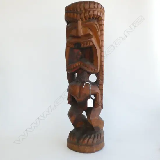 HAWIIAN CARVED HARDWOOD GOD FIGURE H.630mm