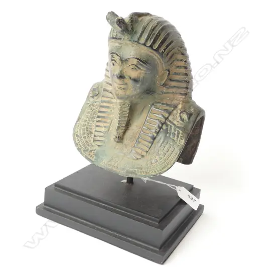BRONZE EGYPTIAN PHAROAH BUST ON STAND H.250mm