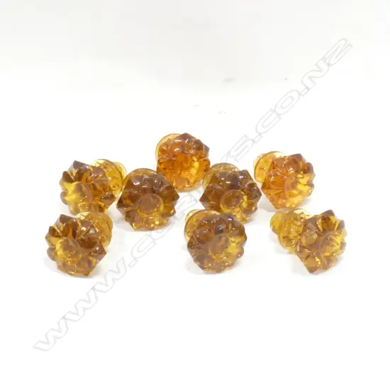 SET OF 8 AMBER GLASS DRAWER PULLS 