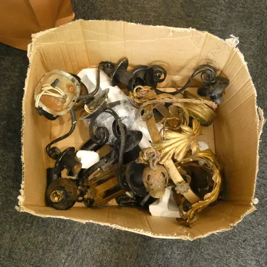 BOX LOT ASST. VINTAGE LIGHT FITTINGS