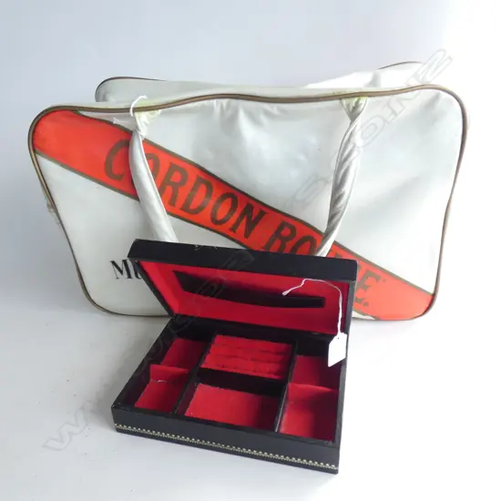 MUMM CHAMPAGNE OVERNIGHT BAG /SM LEATHER JEWELLERY BOX & CANE BASKET