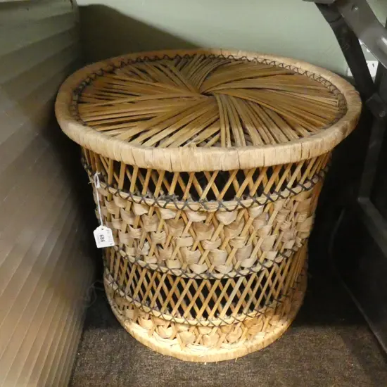 CIRCULAR CANE SIDE TABLE H.385mm