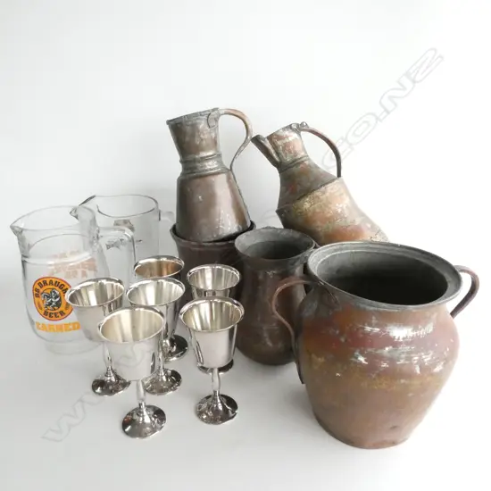 BOX LOT VINTAGE COPPER & BRASS ETC