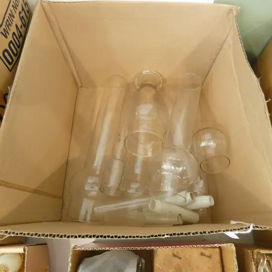 BOX ASST GLASS PIPES & TUBES FOR OIL LAMPS