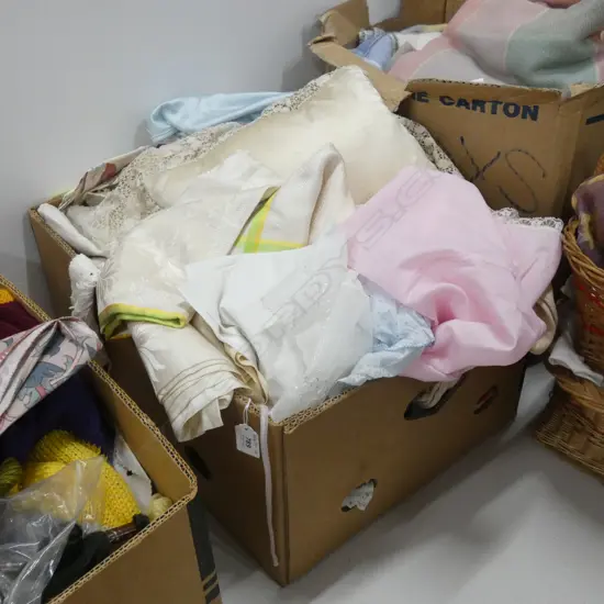 BOX OF VINTAGE FABRIC