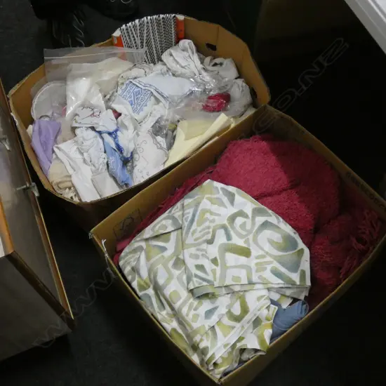 BOX OF VINTAGE FABRIC & HABERDASHERY