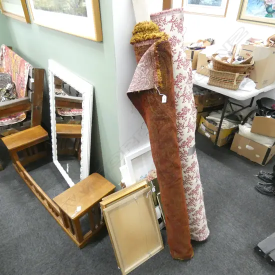 2 ROLLS OF RED FABRIC; CORAL & BOTEHS 