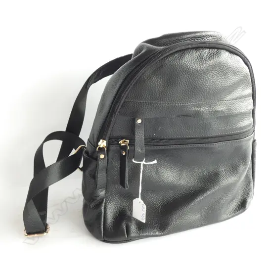 BLACK COWHIDE LEATHER BAG H.300mm
