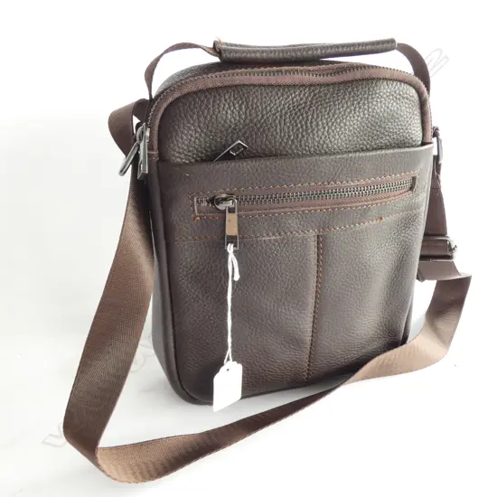 BROWN COWHIDE LEATHER BAG H.230mm