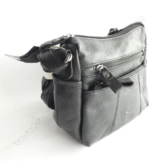 NAUTICA BLACK COWHIDE LEATHER BAG W.270mm