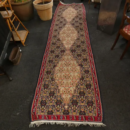 PERSIAN HAND WOVEN FLAT WEAVE RUNNER 3400x880mm