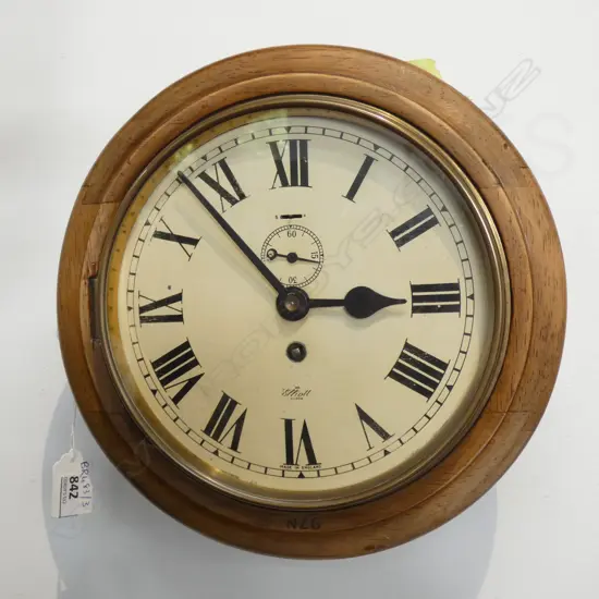NZ GOVT ISSUE WALL CLOCK WORKING & w. WIND KEY 270mm dia